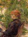 red haired woman seated in the garden of m forest 1889 Toulouse Lautrec Henri de
